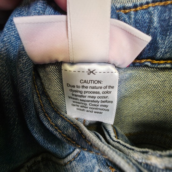 Ingrid and Isabel Maternity‎ Overalls Womens 2 Blue Denim Distressed Hem 36x27 - Picture 7 of 16